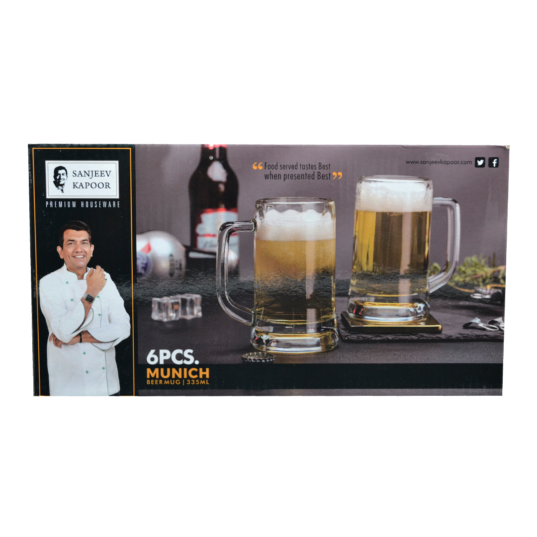 Sanjeev Kapoor - Munich Beer Mug Set Of 6 Pc 335Ml- With Gift Box