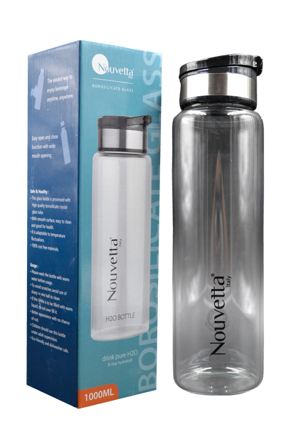 Nouvetta - Norman Borosilicate Bottle 1000 ml - Black Lid