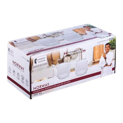 Sanjeev Kapoor - Norway Double Wall Glass Mug Set Of 2 Pcs 280 Ml- With Gift Box