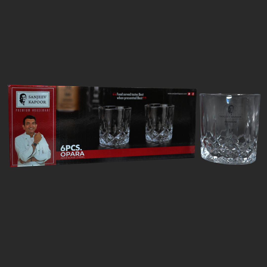 Sanjeev Kapoor - Opara 6 Pcs Juice Glass Set 230 Ml- With Gift Box