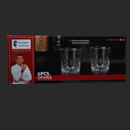 Sanjeev Kapoor - Opara 6 Pcs Juice Glass Set 230 Ml- With Gift Box