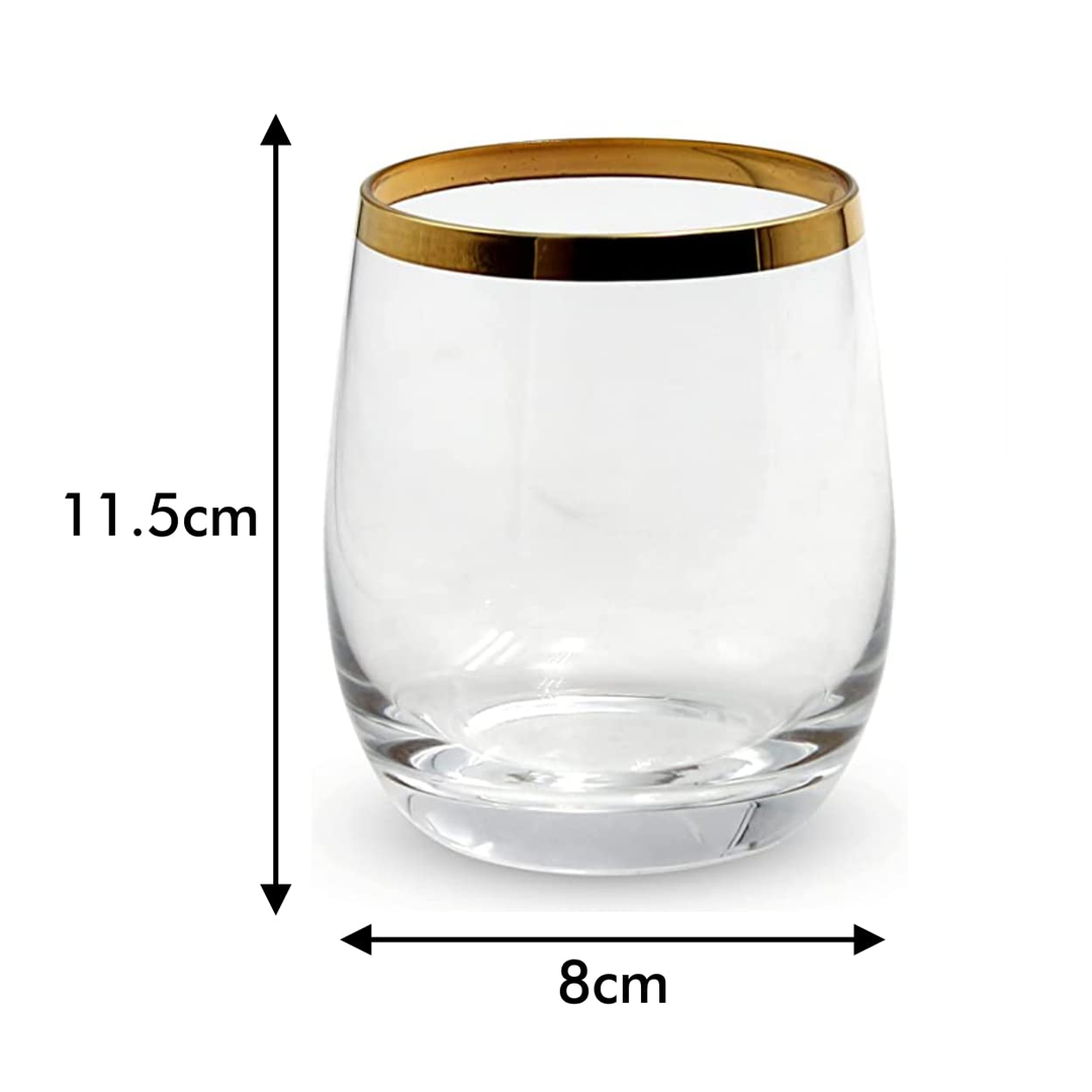 Sanjeev Kapoor - Pecos Glass Set Of 6Pc With Platinum Rim - Whisky Glasses350Ml