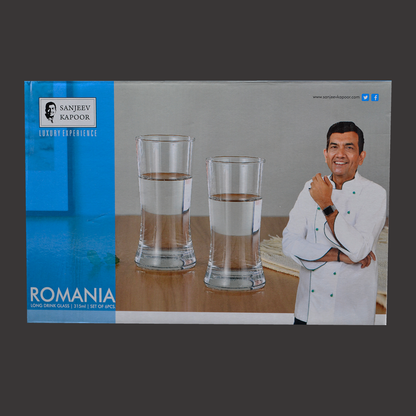 Sanjeev Kapoor - ROMANIA LONG DRINK GLASS SET OF 6 PCS 315ML - WITH GIFT BOX