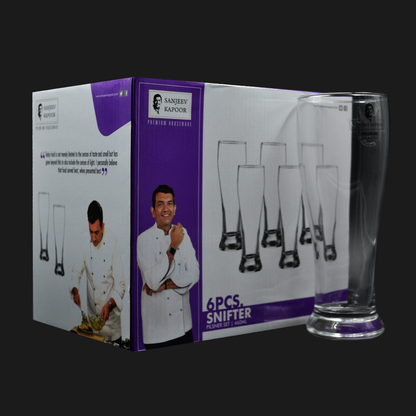 Sanjeev Kapoor - Snifter Pilsner Glass Set Of 6 Pc 460Ml- With Gift Box