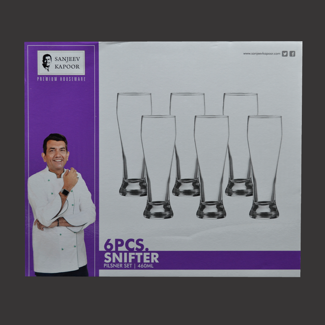 Sanjeev Kapoor - Snifter Pilsner Glass Set Of 6 Pc 460Ml- With Gift Box