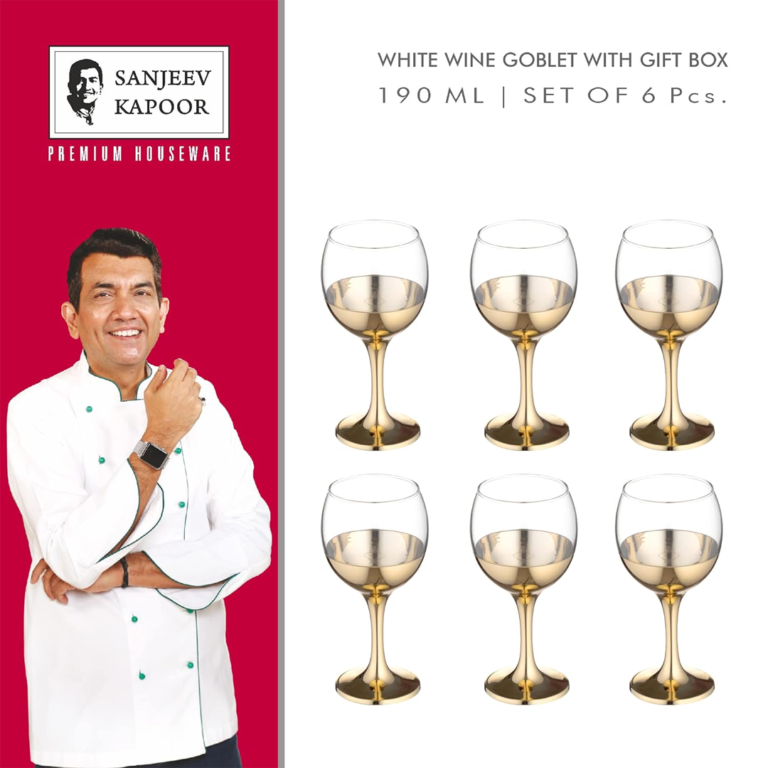 Sanjeev Kapoor - WHITE WINE GOBLET SET OF 6 PC WITH GIFT BOX