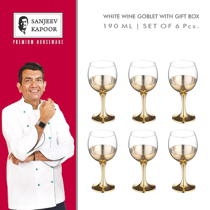 Sanjeev Kapoor - WHITE WINE GOBLET SET OF 6 PC WITH GIFT BOX